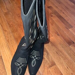 Forever Black Cowboy Boots with Embroidery